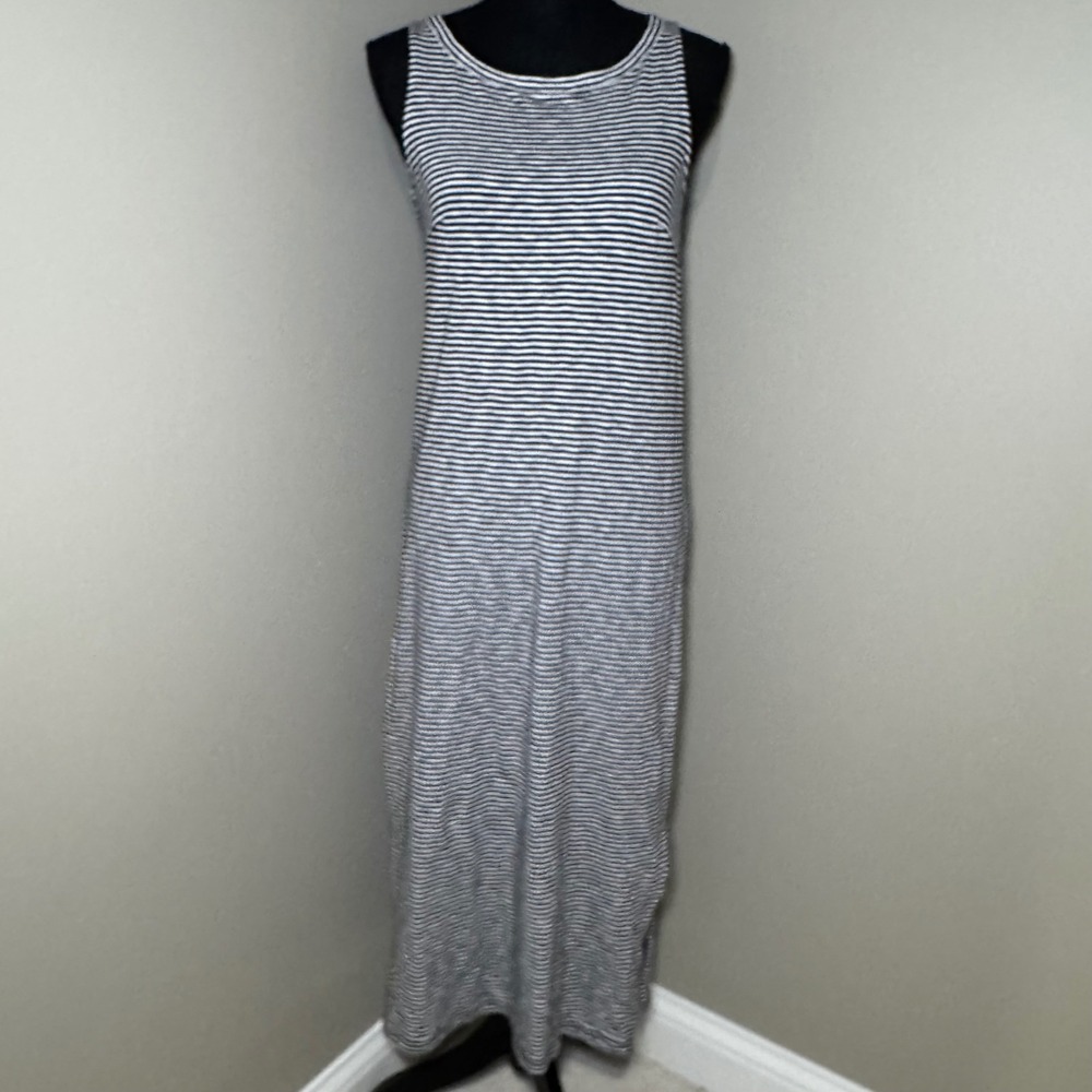 Talbots Womens XS Navy‎ White Striped Cotton Sleeveless Maxi Dress Twist Back